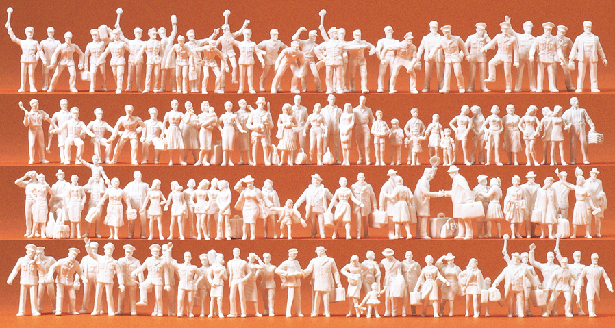 Preiser 16325 - 120x Railway Personnel and Passengers, Unpainted