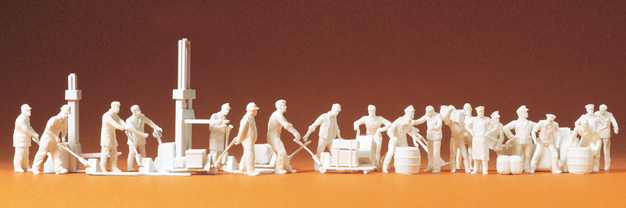 Preiser 16348 - 21x Figures at the Goods, Unpainted
