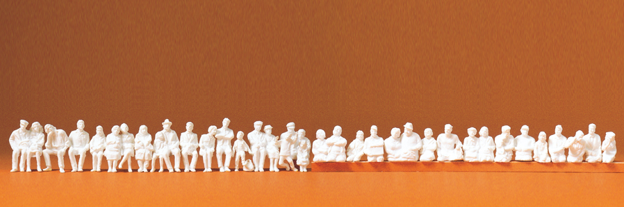Preiser 16349 - 36x Seated People for Bus Stop, Unpainted