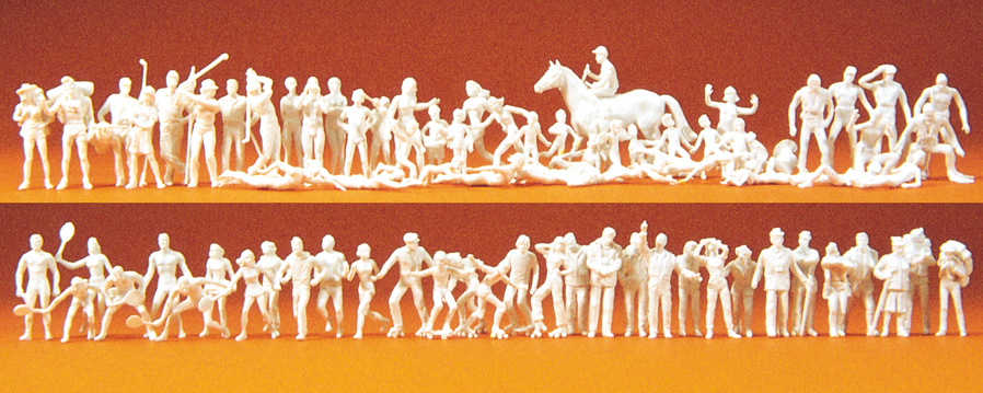 Preiser 16346 - 80x Figures Sport and Leisure Time, Unpainted