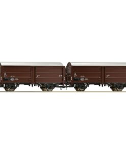Roco 67122 - 2 piece set sliding wall freight wagons, DSB