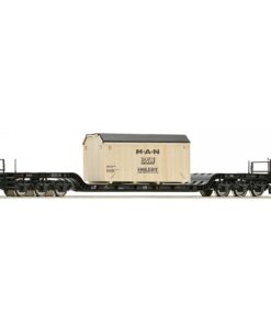 Roco 67478 - Low loader wagon + wooden box, DSB
