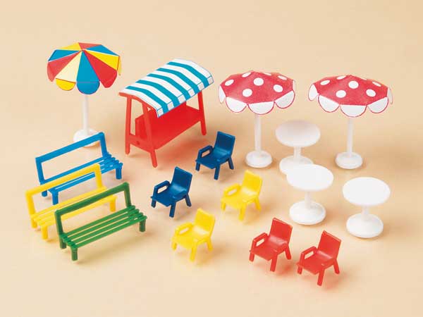 Auhagen 42569 - Benches, chairs, tables, sun shades