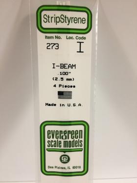 Evergreen - #273 White polystyrene I beam 2,5mm