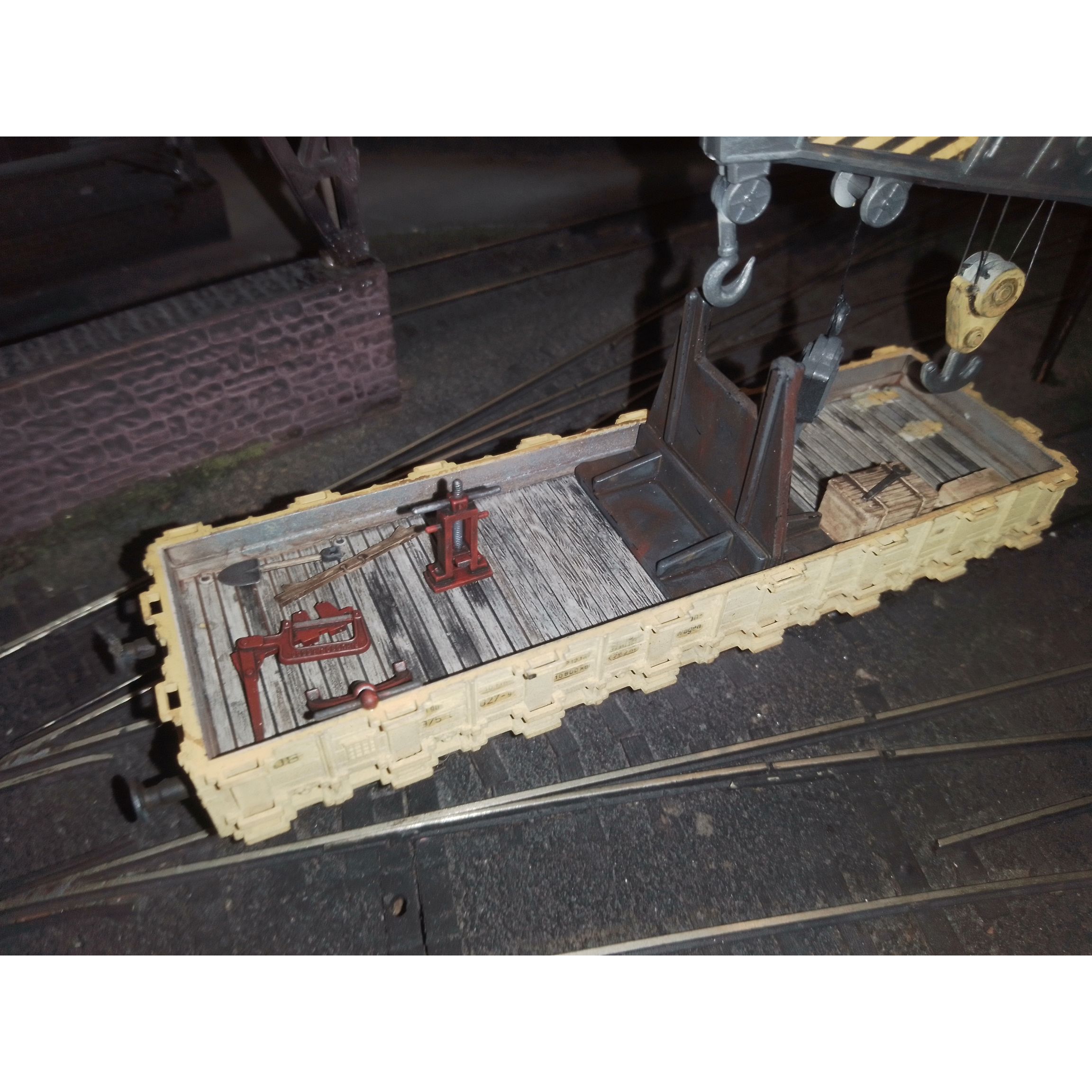 Roco 46331 - Crane car with barrier car, DB, weathered super detailed, preowned - Image 7