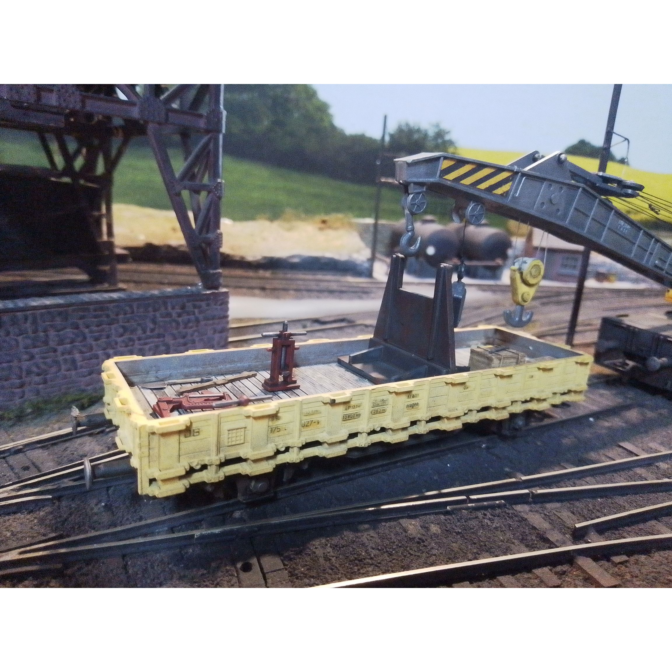 Roco 46331 - Crane car with barrier car, DB, weathered super detailed, preowned - Image 3