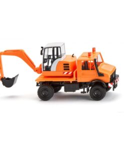 Wiking 064704 - Unimog with excavator - municipal orange