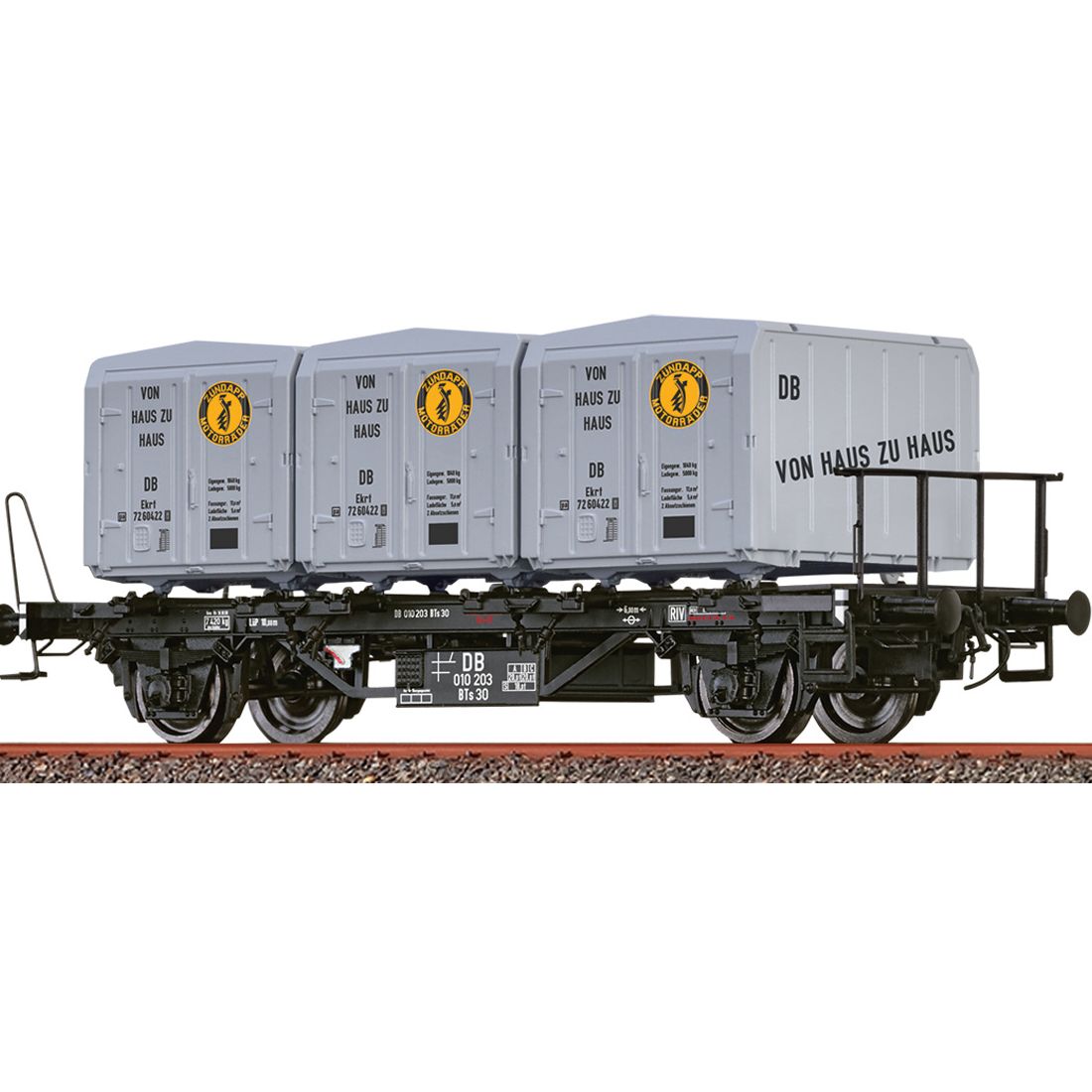 BRAWA 50596 - DB BTs 30 container wagon, Era III